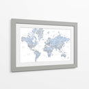 Mapa mundial azul en español - Rosana Laiz Blursbyai | Cuadro decorativo de Canvas Lab