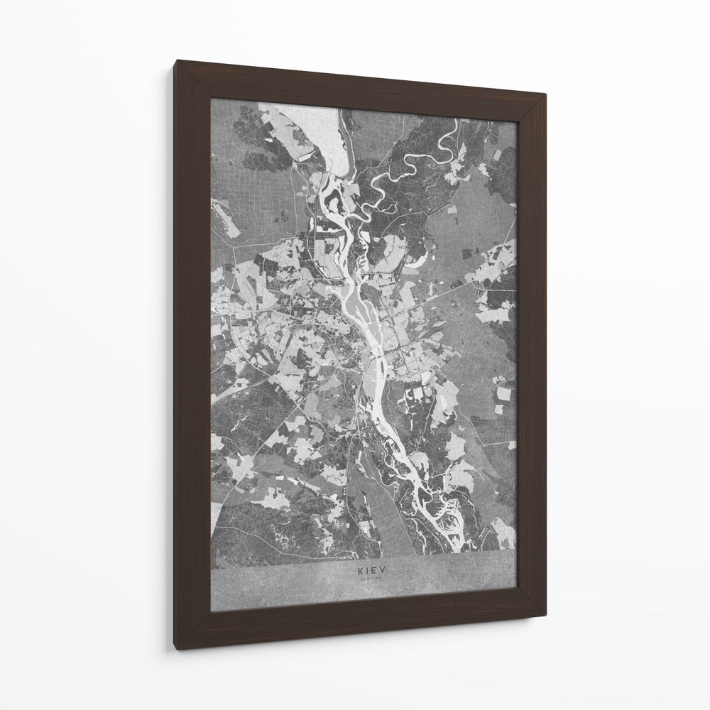 Mapa gris de Kiev (antes de la guerra) - Rosana Laiz Blursbyai | Cuadro decorativo de Canvas Lab