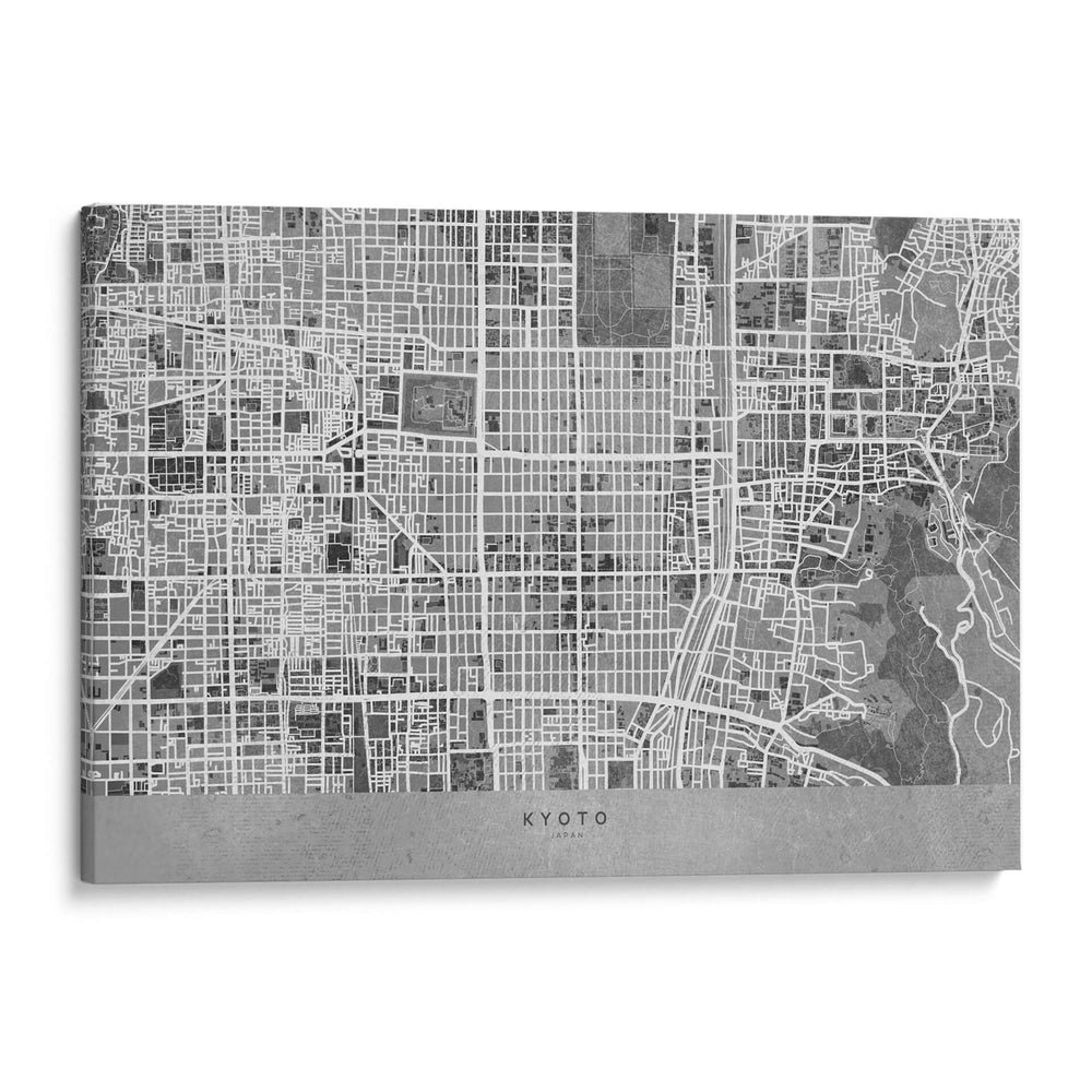 Mapa gris de Kyoto - Rosana Laiz Blursbyai | Cuadro decorativo de Canvas Lab