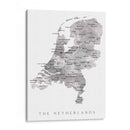 Mapa gris de los Países Bajos (Holanda) - The Netherlands - Rosana Laiz Blursbyai | Cuadro decorativo de Canvas Lab