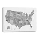 Mapa gris acuarela de EUA - Rosana Laiz Blursbyai | Cuadro decorativo de Canvas Lab