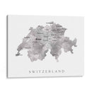 Mapa gris acuarela de Suiza - Switzerland - Rosana Laiz Blursbyai | Cuadro decorativo de Canvas Lab