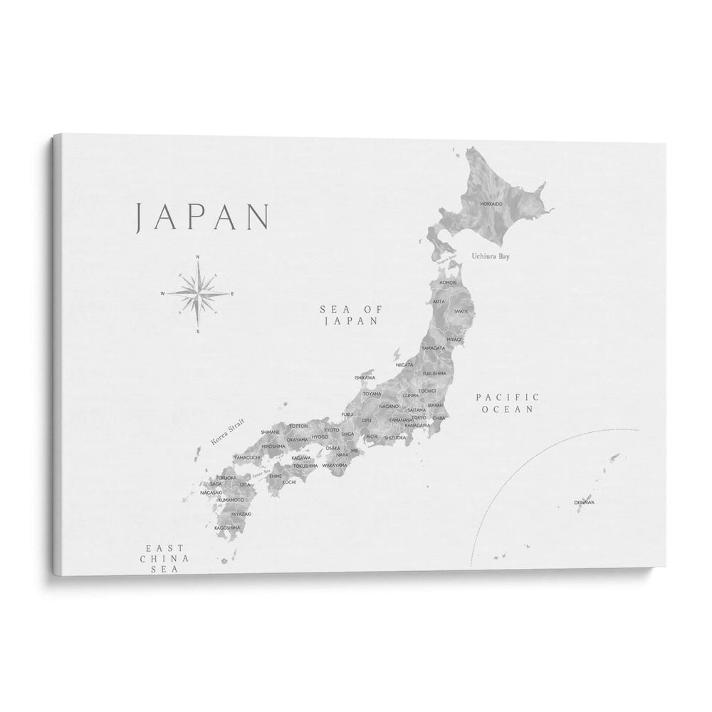 Mapa de acuarela gris de Japón - Rosana Laiz Blursbyai | Cuadro decorativo de Canvas Lab