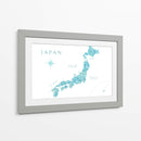 Mapa de Japón acuarela aguamarina - Rosana Laiz Blursbyai | Cuadro decorativo de Canvas Lab