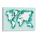 Mapa mundial de trazos verde azulado - Rosana Laiz Blursbyai | Cuadro decorativo de Canvas Lab