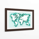 Mapa mundial de trazos verde azulado - Rosana Laiz Blursbyai | Cuadro decorativo de Canvas Lab