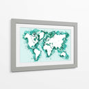 Mapa mundial de trazos verde azulado - Rosana Laiz Blursbyai | Cuadro decorativo de Canvas Lab