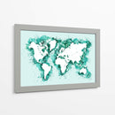 Mapa mundial de trazos verde azulado - Rosana Laiz Blursbyai | Cuadro decorativo de Canvas Lab
