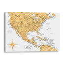 Mapa dorado de Estados Unidos y México - Rosana Laiz Blursbyai | Cuadro decorativo de Canvas Lab