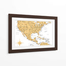 Mapa dorado de Estados Unidos y México - Rosana Laiz Blursbyai | Cuadro decorativo de Canvas Lab