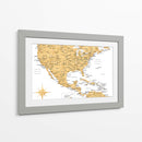 Mapa dorado de Estados Unidos y México - Rosana Laiz Blursbyai | Cuadro decorativo de Canvas Lab