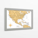 Mapa dorado de Estados Unidos y México - Rosana Laiz Blursbyai | Cuadro decorativo de Canvas Lab