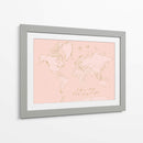 Mapa mundial inspirador en rosa y oro - Rosana Laiz Blursbyai | Cuadro decorativo de Canvas Lab