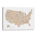Mapa de Estados Unidos en acuarela color topo - Rosana Laiz Blursbyai | Cuadro decorativo de Canvas Lab