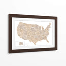Mapa de Estados Unidos en acuarela color topo - Rosana Laiz Blursbyai | Cuadro decorativo de Canvas Lab