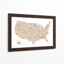 Mapa de Estados Unidos en acuarela color topo - Rosana Laiz Blursbyai | Cuadro decorativo de Canvas Lab