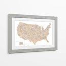 Mapa de Estados Unidos en acuarela color topo - Rosana Laiz Blursbyai | Cuadro decorativo de Canvas Lab