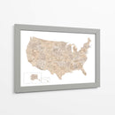 Mapa de Estados Unidos en acuarela color topo - Rosana Laiz Blursbyai | Cuadro decorativo de Canvas Lab