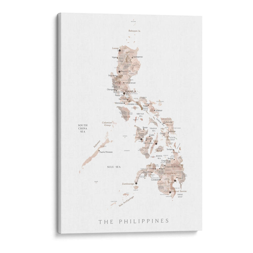 Mapa acuarela color topo - The Philippinds - Rosana Laiz Blursbyai | Cuadro decorativo de Canvas Lab