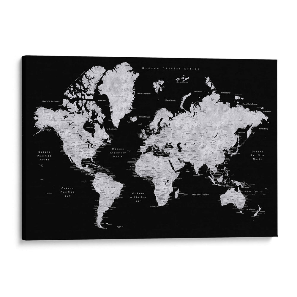 Mapa mundial en español Eban - Rosana Laiz Blursbyai | Cuadro decorativo de Canvas Lab