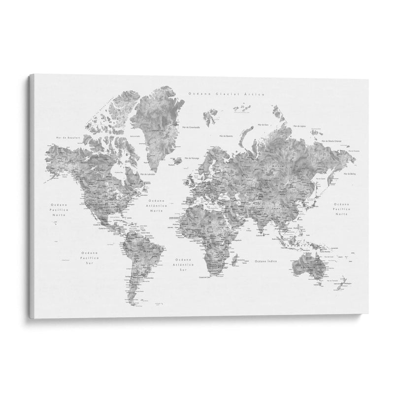 Mapa mundial en español Jimmy - Rosana Laiz Blursbyai | Cuadro decorativo de Canvas Lab
