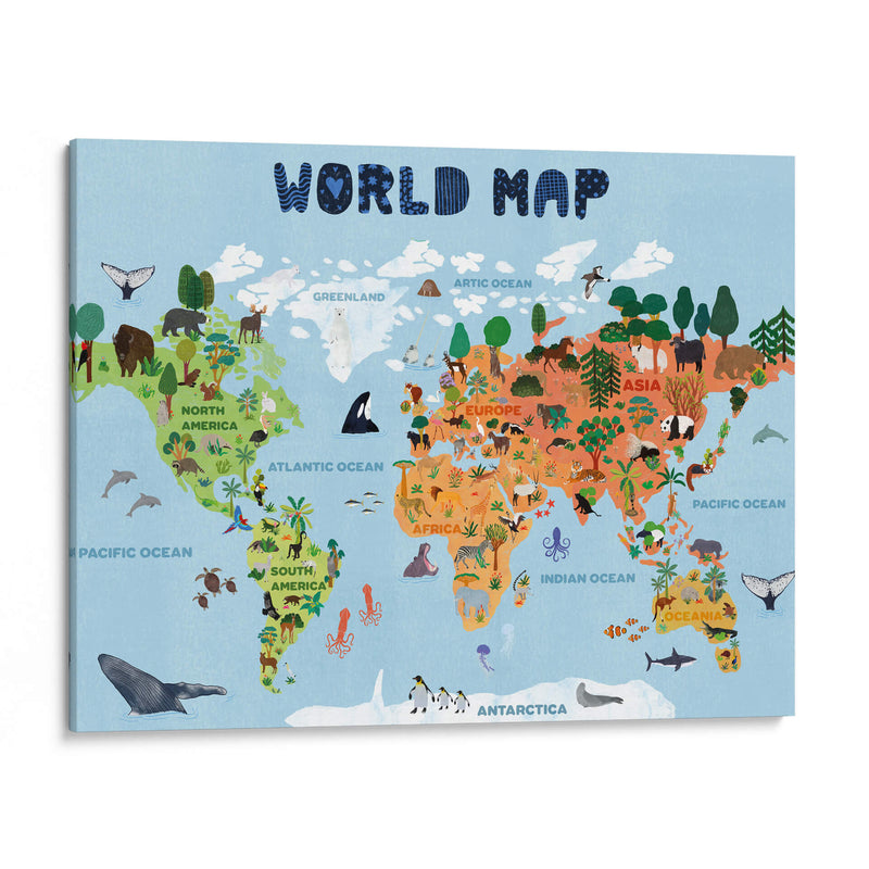 Mapa Mundial Para Niños - Jota de jai | Cuadro decorativo de Canvas Lab