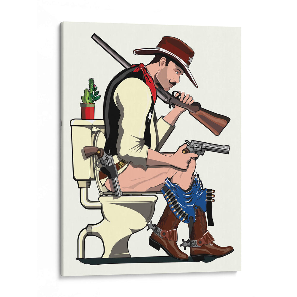 Vaquero en el inodoro - In The Washroom | Cuadro decorativo de Canvas Lab