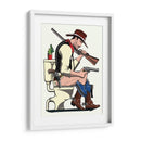 Vaquero en el inodoro - In The Washroom | Cuadro decorativo de Canvas Lab