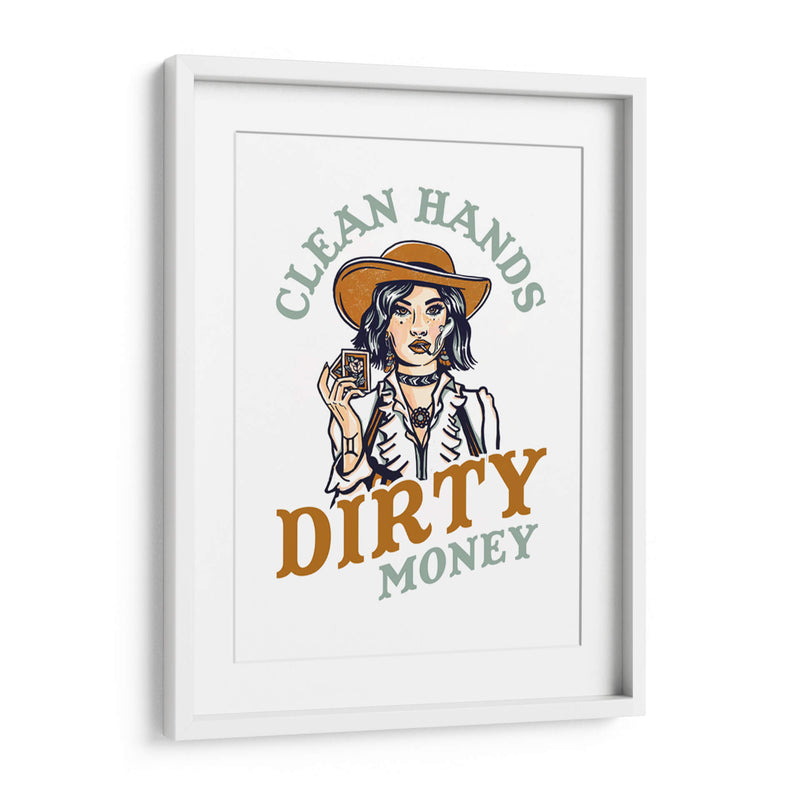Clean Hands Dirty Money Póker Cowgirl - The Whiskey Ginger | Cuadro decorativo de Canvas Lab