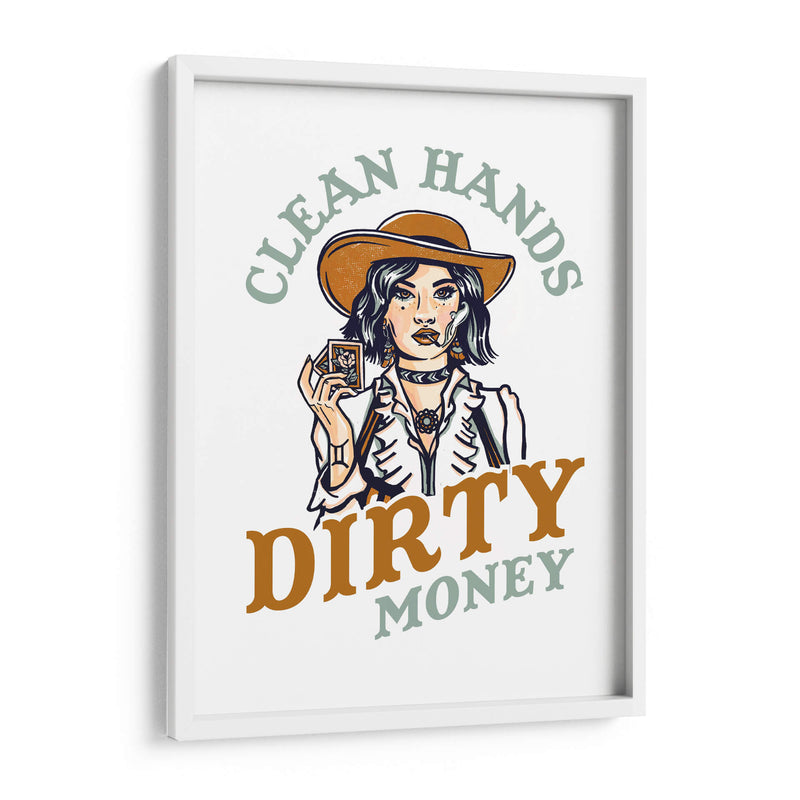 Clean Hands Dirty Money Póker Cowgirl - The Whiskey Ginger | Cuadro decorativo de Canvas Lab