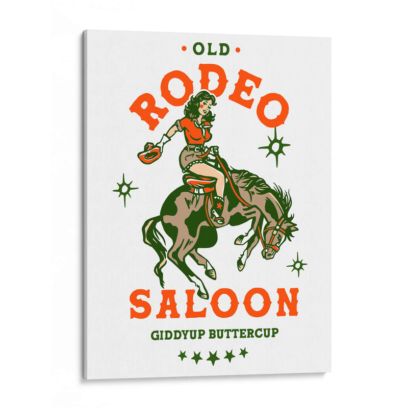 Old Rodeo Saloon Cowgirl: Giddyup Buttercup - The Whiskey Ginger | Cuadro decorativo de Canvas Lab