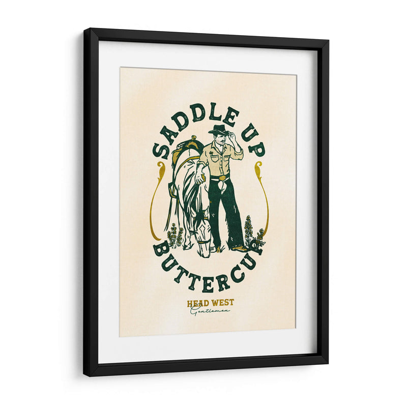 Saddle Up Buttercup, grabado de arte de caballo y jinete - The Whiskey Ginger | Cuadro decorativo de Canvas Lab