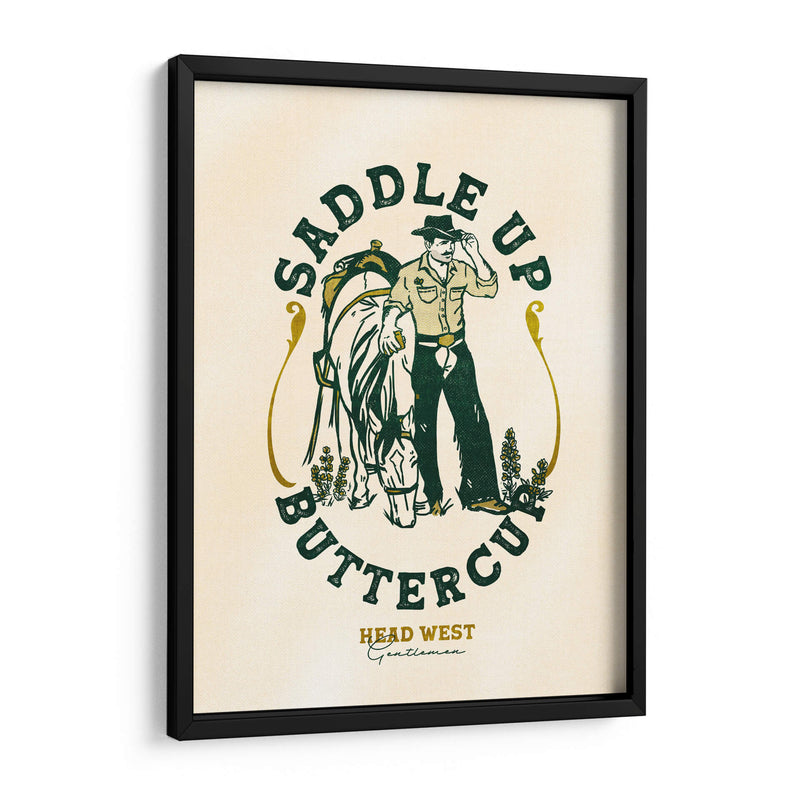 Saddle Up Buttercup, grabado de arte de caballo y jinete - The Whiskey Ginger | Cuadro decorativo de Canvas Lab