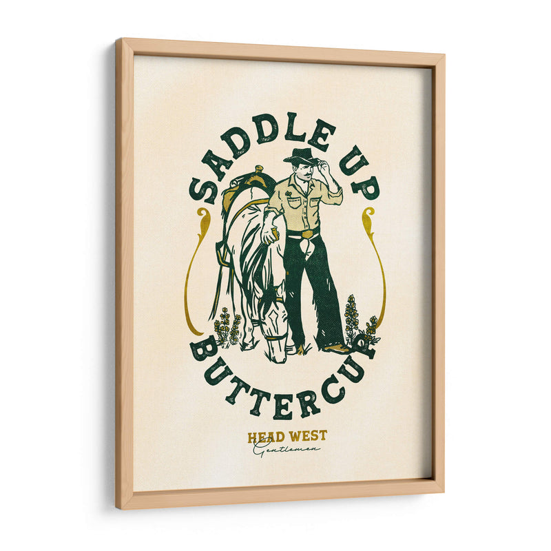 Saddle Up Buttercup, grabado de arte de caballo y jinete - The Whiskey Ginger | Cuadro decorativo de Canvas Lab