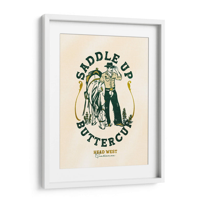 Saddle Up Buttercup, grabado de arte de caballo y jinete - The Whiskey Ginger | Cuadro decorativo de Canvas Lab