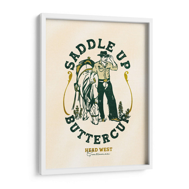 Saddle Up Buttercup, grabado de arte de caballo y jinete - The Whiskey Ginger | Cuadro decorativo de Canvas Lab
