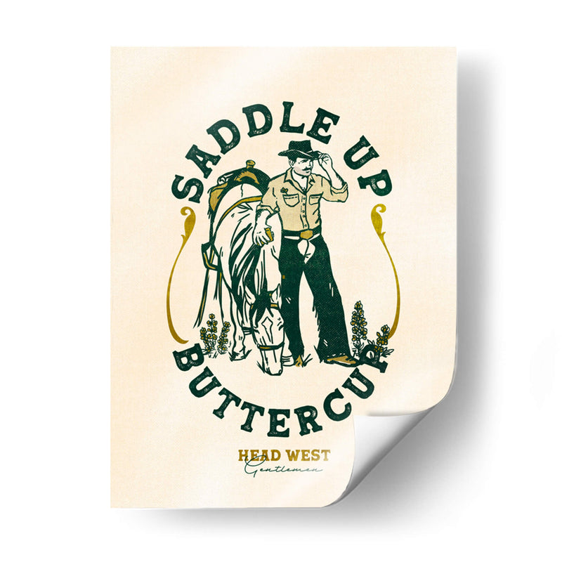 Saddle Up Buttercup, grabado de arte de caballo y jinete - The Whiskey Ginger | Cuadro decorativo de Canvas Lab