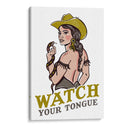 Watch Your Tongue, vaquera pin-up ruda, una serpiente de cascabel - The Whiskey Ginger | Cuadro decorativo de Canvas Lab