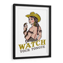 Watch Your Tongue, vaquera pin-up ruda, una serpiente de cascabel - The Whiskey Ginger | Cuadro decorativo de Canvas Lab