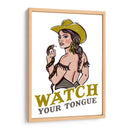 Watch Your Tongue, vaquera pin-up ruda, una serpiente de cascabel - The Whiskey Ginger | Cuadro decorativo de Canvas Lab