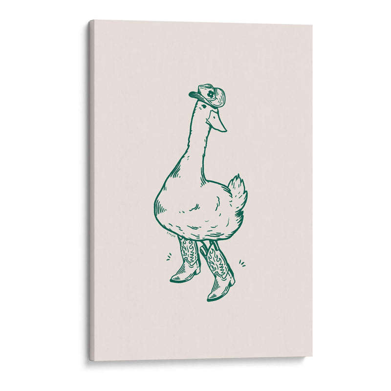 Pato con botas vaqueras en verde - Tara Royle | Cuadro decorativo de Canvas Lab