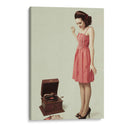 Chica Pin-Up con fonógrafo - Bart Peeters | Cuadro decorativo de Canvas Lab