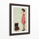 Chica Pin-Up con fonógrafo - Bart Peeters | Cuadro decorativo de Canvas Lab