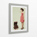 Chica Pin-Up con fonógrafo - Bart Peeters | Cuadro decorativo de Canvas Lab