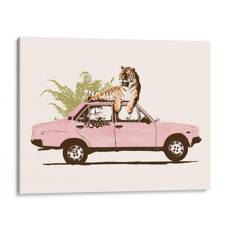 Tigre en el coche - Florent Bodart | Cuadro decorativo de Canvas Lab
