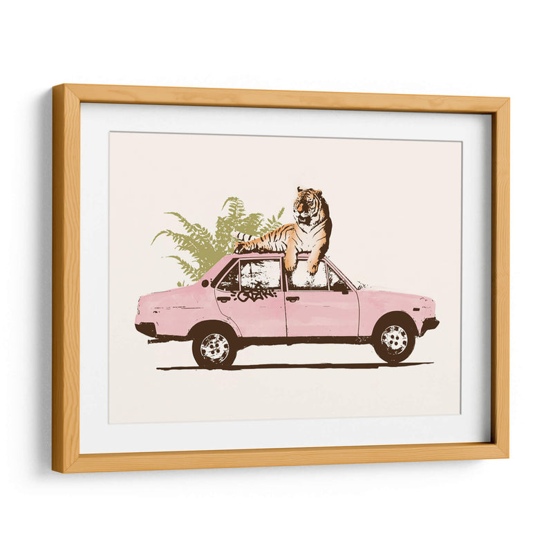 Tigre en el coche - Florent Bodart | Cuadro decorativo de Canvas Lab