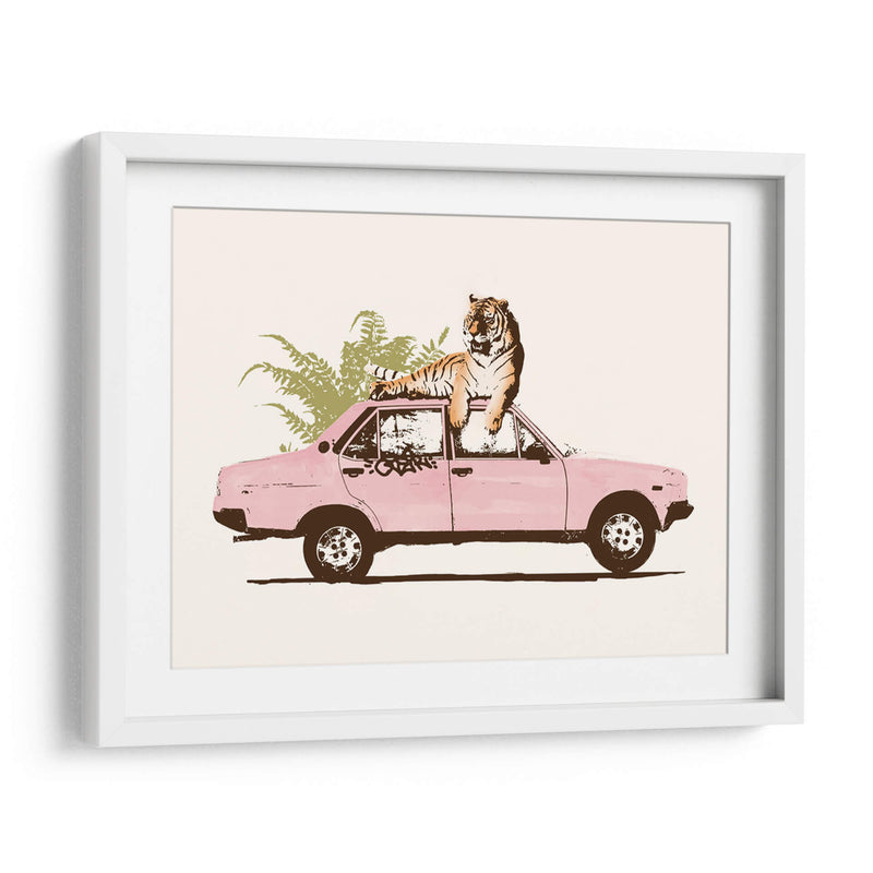 Tigre en el coche - Florent Bodart | Cuadro decorativo de Canvas Lab