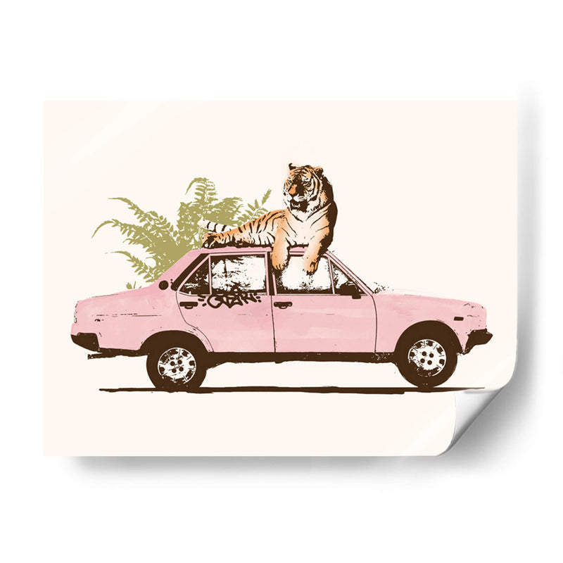 Tigre en el coche - Florent Bodart | Cuadro decorativo de Canvas Lab