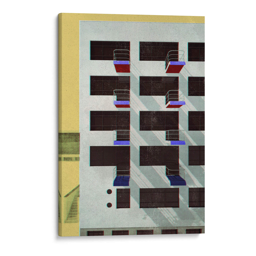 Arquitectura Bauhaus Dessau en estilo Revista Vintage V - Rosana Laiz Blursbyai | Cuadro decorativo de Canvas Lab
