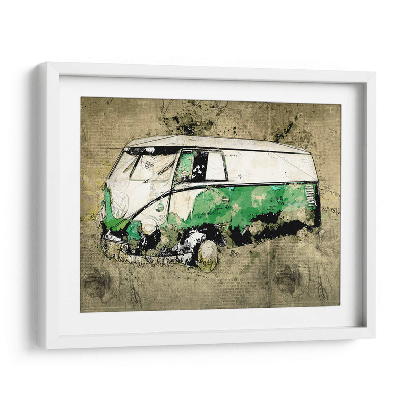 Volkswagen VW Combi Verde - Lembayung senja studio | Cuadro decorativo de Canvas Lab